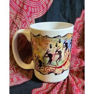 Vintage Cuppa Mug coffee tea cup southwestern Indian Decore Fertility dancing